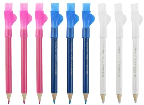 NYGGTYK 9-teiliges Schneiderkreide-Set, Stoffkreide, Stoff-Nähstift, wasserlöslicher Stoffmarker, speziell für Stoffnähen, unverzichtbar für DIY-Bastelarbeiten (weiß + rot + blau)