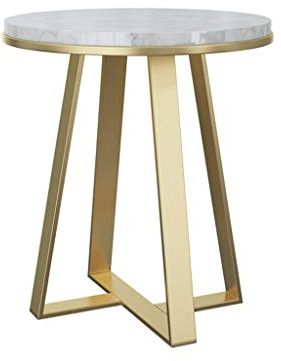 Nachttische Couchtisch für den Innenbereich, runder Marmor-Beistelltisch, multifunktionaler einlagiger Couchtisch für Empfangsräume, Empfangsraum, Beistelltisch, Korbtisch (Farbe: A, Größe: 50 x 50 x