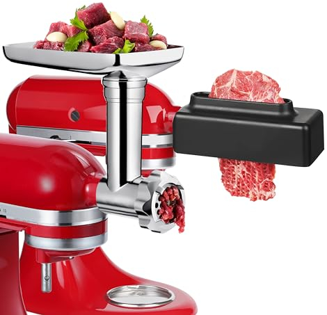 Meat Grinder Attachment and Meat Tenderizer Stapler Tool Compatible with All Kitchen Aid Stand Mixer Models Food Processing Accessories
