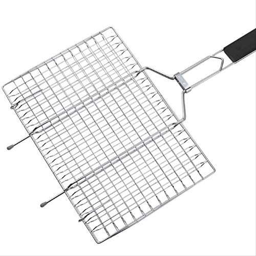 CekoCk Grill Basket,BBQ Grill Rack, Barbecue mesh Clip,Grilled Fish Clip Stainless Steel Barbecue Clip Net Splint Tool Beat
