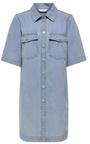 ONLY Onlbelle S/S Button Dress DNM Gua Noos Robe en Jean Femme