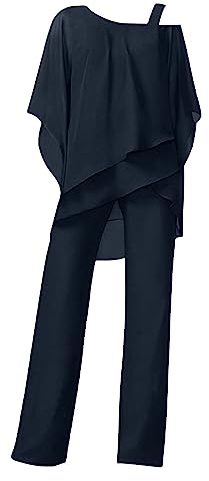 Traje de pantalón festivo para mujer para invitados de boda: traje de fiesta de gasa elegante cuello redondo traje de negocios de manga corta ahuecado para la playa conjunto de ropa de verano aireado