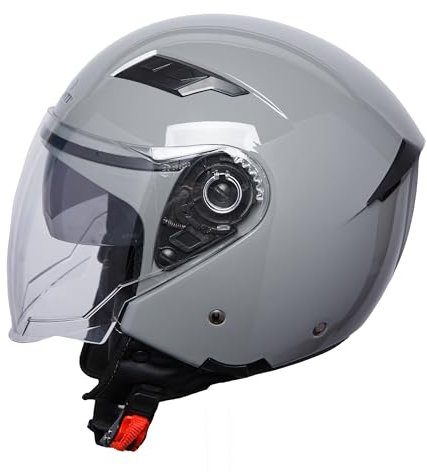 PROANTI Motorradhelm Jethelm Motorrad Helm mit kratzfestem Visier- und integriertem Sonnenschutz - Grau, XXL