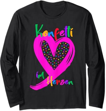 Deko Herz pink Karneval Fasnacht Fasching Konfetti im Herzen Langarmshirt