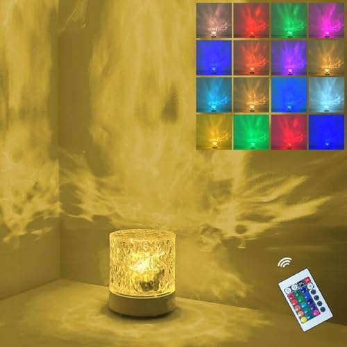 BIRBANN Lux Ocean Lampe,16 Farben Farbverlauf RGB Fernbedienung Dynamisch rotierende Water Ripple Nachtlampe,Nordlicht Deko Lampe,Geeignet für Schlafzimmer,Kinderzimmer,Party,Bar,Spielzimmer