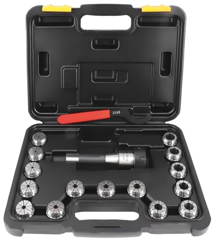 Kroshine 17 PCS R8 ER32 Collet Holder Set R8 End Mill ER32 Collet Chuck Kit for CNC Engraving Machine & Milling Lathe Tool (0.0004 Accuracy)