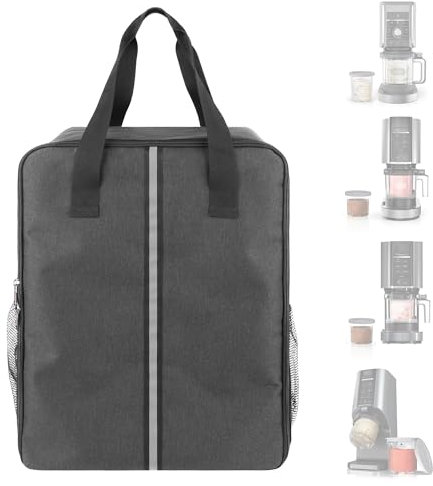 Kingshion Sac de transport pour machine à crème glacée avec poignée, sac de rangement étanche à la poussière, compatible avec Ninja Creami NC500/NC300/NC200/NC100/NC299AMZ Series/Deluxe/Breeze Ice
