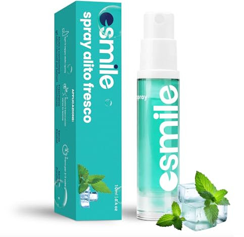 ESMILE Spray Alito Fresco – Rimedio Immediato per Alitosi e Alito Cattivo – Formula Naturale e Tascabile per un’Alito Sempre Perfetto al Gusto Menta -10ml