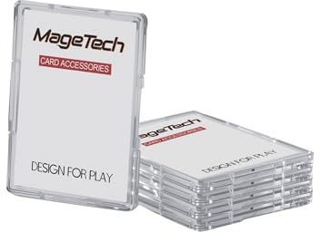 Mage Tech Avatar - Paquete de 5 tarjeteros, funda rígida transparente de policarbonato para tarjetas TCG con funda, etiqueta a presión para caja de cubierta de aventurero (lateral/trasera), cabe en el