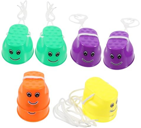 JOINPAYA Kinder Stelzen Aus Kunststoff Verstellbar Mit Rutschfester Oberfläche 4 Paar Bunte Balance Eimer Spielzeug Für Motorische Entwicklung Outdoor Kinder