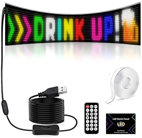 Oversized Flexible Scrolling LED Sign(52.36''x7.56''), USB Powered, Programmable of Text and Memes, Personalization Display on Vehicle Windows, Business Area Advertising (19.2 * 133cm)