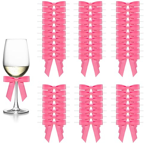 WUISOLQP 50 Stück Magenta Fertige Schleifen, Geschenkschleifen Selbstklebend Kleine Satinband Schleifen mit Doppelseitigem Klebeband, für Weihnachten Hochzeiten Geschenkverpackung Basteln