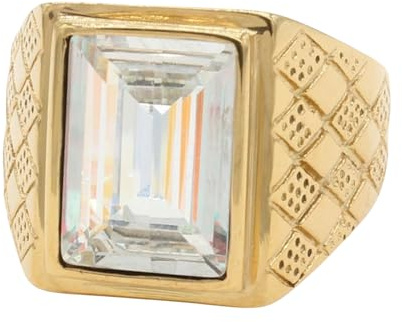 Sumpgle Minimalistischer Herren-Ring mit goldfarbenem Edelstein, Titanstahl, Metallband, Schmuck für den täglichen Gebrauch, 9