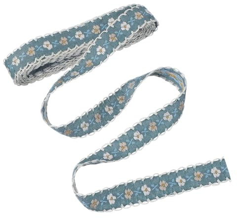sourcing map 3 Yards Jacquard Ribbon Trim, 0.71 Inch Floral Embroidered Ribbon Decorative Fabric Woven Embroidery Trim for Sewing DIY Clothing Bowknot Hat Bag Gift Wrap, Cyan