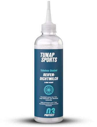 TUNAP SPORTS Reifendichtmilch 250 ml | Tubeless Sealant für MTB, Gravel, Rennrad & E-Bike | Verschließt Löcher bis 7 mm | Schnelle & einfache Anwendung | Zuverlässiger Pannenschutz