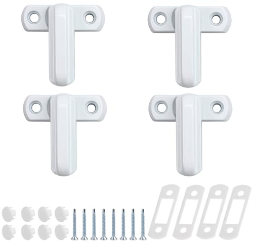 Alfven Verrous de Fenêtre en Alliage de Zinc, 4 pièces Serrure de Fenêtre Blanc Verrou de Porte Verrou de Porte alliage de sécurité supplémentaire avec 8 vis pour PVC, portes, fenêtres, maison