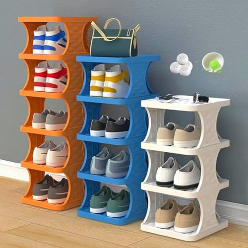 Generico Scarpiera Slim Salvaspazio 2-9 Livelli, Facile da Montare, Porta Scarpe per Ingresso, Soggiorno, Camera da Letto e Corridoio - Ideale per Esterni(White,5-Tier)