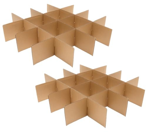 VQBKHO Dos separadores de cartón completos (12 pcs Total), Separadores de cartón Resistentes, Ideales para Cajas de mudanza, separadores de cristalería, Cajas de Cristal, vajillas y vitrinas