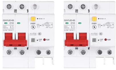 2pcs DZ47LED 2P 220V 3KA 10A Disjoncteur Différentiel (RCD/RCBO/RCCB) Interrupteur Principal Avec Protection Contre Les Surtensions Et Fuites À La Terre