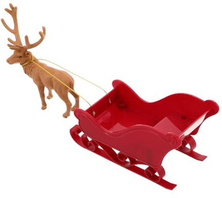 Ipetboom Weihnachtlicher Santa Schlitten Dekofigur mit Rentieren Robustes Tischornament für Wohnzimmer und Ladendekoration Einfach zu Pflegen und Vielseitig Einsetzbar Festlicher