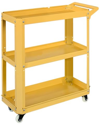 Carrello da cucina a 3 ripiani con ruote, ripiani in metallo per garage, casa, officina, organizzazione e stoccaggio