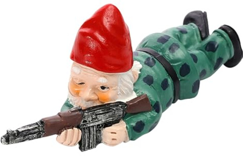 Nain de l'armée – Figurine naine de 6,8 x 5,5 x 10 cm, statue inspirée des militaires, décoration de jardin de style vintage, modèle de personnage décoratif créatif pour maison, entrée, porche