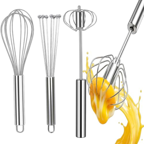 3-teiliges Edelstahl Schneebesen Set – 3 Größen Rührbesen Spülmaschinengeeignet für küche,zum Mischen, Kochen, Schlagen und Rühren
