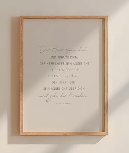 AusGlaubenLeben®, Der Herr segne dich, Christliches Poster, Bibelvers, Christliche Bilder, Jesus Bild, Wohnzimmer Deko, Tischdeko, Taufgeschenk, Schlichte Wanddeko, Glaube Liebe Hoffnung (40x50cm)