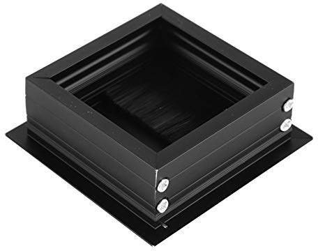 Aolidsive Cubierta de Orificio de Ojal de Cable de Alambre de Aleación de Aluminio, 2 uds., con Cepillo Abierto, para Mesa de Oficina, TV, Gabinete, Escritorio de Computadora (Negro Cepillado)