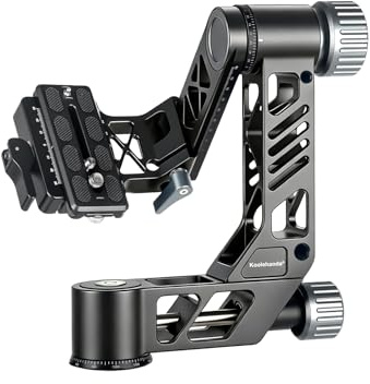 Koolehaoda Cabezal de Trípode Profesional Panorámico de 360°, Gimbal de Alta Resistencia de Aluminio CNC con Placa de Liberación Rápida Arca-Swiss para Cámaras DSLR, Carga Máx 25kg(GH-3)