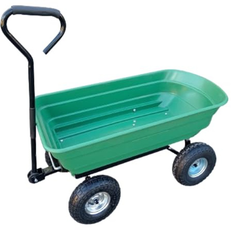 Heavy Duty Garden Dump Cart - 300Kg Capacity with Pneumatic Tyres | Durable Plastic Tray, Tip Function & Foam Grip Handle | Ideal Garden Wagon Trolley