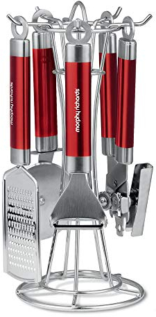 Morphy Richards 46811 Kitchen Utensils Set, Accents Range, Kitchen Gadget Set, Stainless Steel, Red, 4-Piece