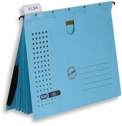 ELBA Mehrfach-Hängehefter chic, für A4, aus Karton, blau, 5er Pack