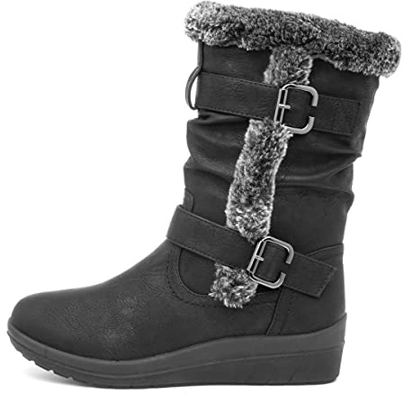 Softlites Jo Womens Faux Fur Boot in Black - Size 7 UK - Black