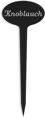 GRAVURZEILE Étiquettes pour plantes avec gravure - Ail - En acrylique noir - Pour le jardin - Convient pour parterre et jardin d'herbes aromatiques - Couleur : ail