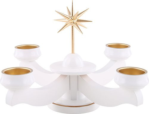 Adventsleuchter Weihnachtsstern, für Stumpen oder Teelichter, weiß - 19 cm