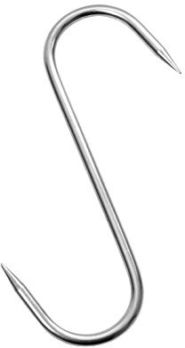 Wolfcut 10 ganchos para carne en S CNS, ganchos para carnicería, ganchos para ahumar, configuración: 160/6 mm en ambos lados