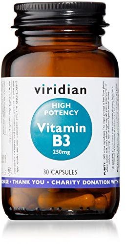 Viridian - High Potency Vitamin B3, 250mg - 30 Caps | Reduce Tiredness & Fatigue | Skin & Nervous System Support | Nicotinamide & Nicotinic Acid | Vegan Friendly | Nutritionist Formulated