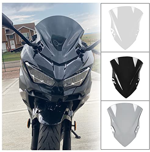 Motorcycle Front Fairing Windshield Windscreen Wind Deflector Fly Screen Parebrise Visor Protector Cover for Ka.wasaki Ninja400 Ninja250 Ninja 400 250 2018 2019 2020 2021 2022 2023 (Dark Smoke)