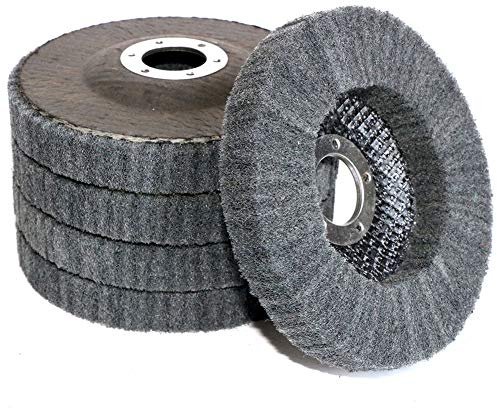 5Pcs 4.5 x 7/8 Nylon Fiber Buffing Wheel Scouring pad Flap Polishing Disc for Angle Grinder (Grit 1000)