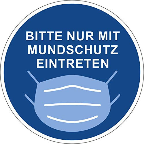 5X Bitte nur mit Mundschutz eintreten Aufkleber 10cm (Gebotszeichen blau)
