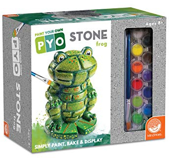 MindWare Mosaik-Frosch zum Selbermalen, Bastelset enthält wetterbeständigen Steinfrosch, Farbe und Pinsel, ab 8 Jahren