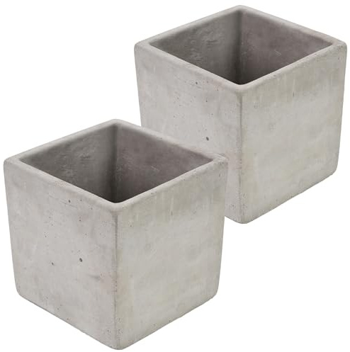 KOTARBAU® Uppsättning av 2 blomkrukor ytterkruka för blommor växter av dekorativ betong kvadratisk 20 x 20 cm