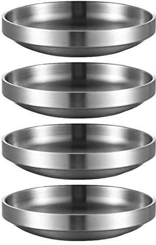 Récipients à sauce soja en acier inoxydable de 11,5 cm, mini bols à frites et à trempettes, ramequin à sauce, tasses à assaisonnement, petits bols en métal pour condiments, sushis, ketchup, argent