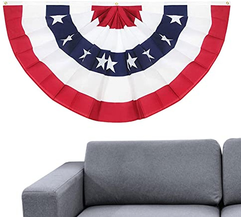 GIMOCOOL Bandiera americana americana, Ventaglio pieghettato US Bandiera degli Stati Uniti, Banner a mezza ventola degli Stati Uniti resistente allo sbiadimento