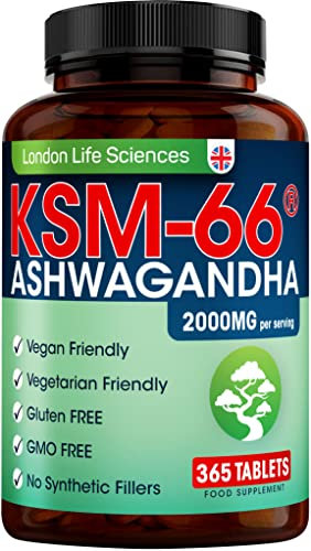 LONDON LIFE SCIENCES KSM-66 Ashwagandha 2000mg Organic and with Shilajit Root Extract Vegan Higher Bioavailability, Non-GMO
