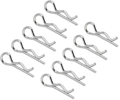 QUARKZMAN R Forme Ressort Clavette Clip Goupille x 50PCS Carbone Acier Fixation Assortiment Retenue Cheveux Pin pour Farm et Hitch Pin Lock System, [Argenté, 1mm x 16mm]