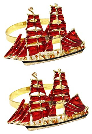 ORFOFE 2stücke Serviettenringe Aus Legierung Im Segelboot-Design Für Elegante Tischdekoration Rot Für Festlichkeiten Und Besondere Anlässe Langlebig Und Stilvoll