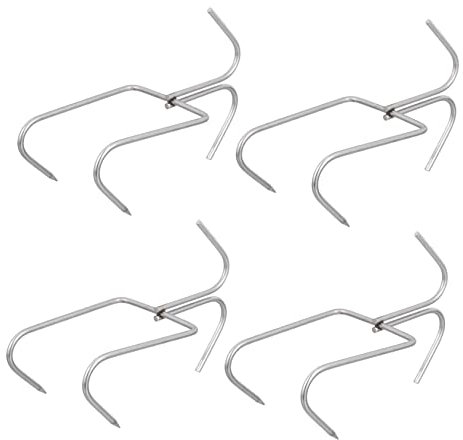 Angoily 4pcs Stainless Steel Thicken Double Row Meat Hooks Heavy Duty BBQ Grill Hanger Home Kitchen Wall Mounted Hooks