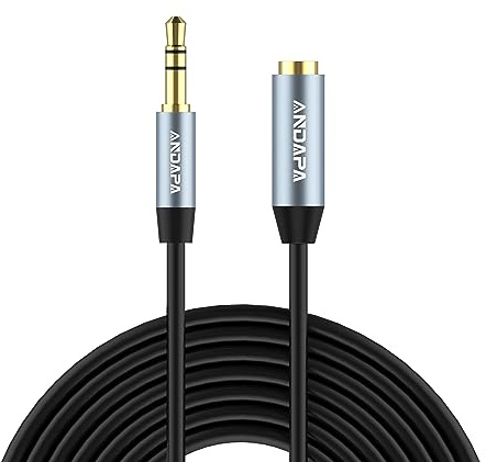 ANDAPA rallonge jack 3.5 (2m), câble d'extension audio auxiliaire 3,5mm mâle-femelle compatible avec smartphones, iPhone, iPad, tablettes